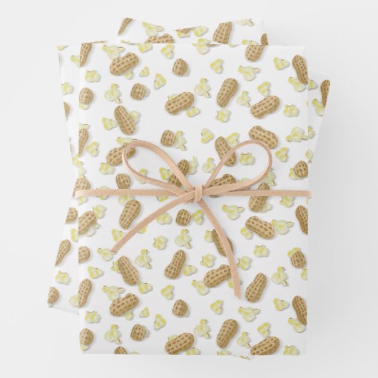 Zoute Popcorn en Peanuts Gift Wrap voelen Inpakpapier Vel (In situ)
