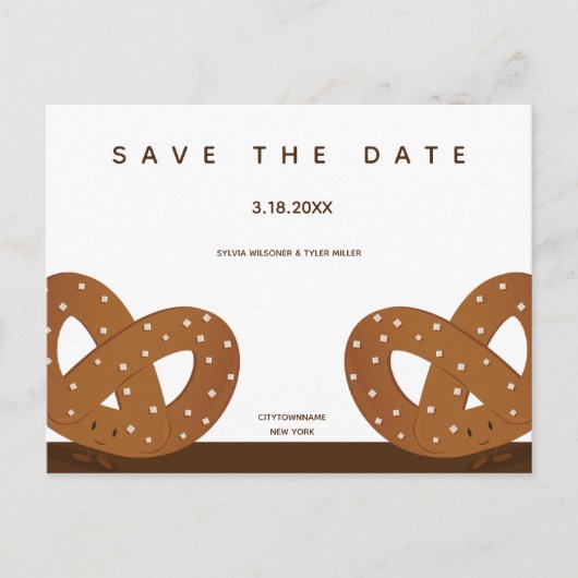 Zoute Pretzels Illustratie De datum opslaan Aankondigingskaart (Voorkant)