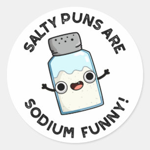 Zoute puns zijn natrium grappige chemie zout woord ronde sticker