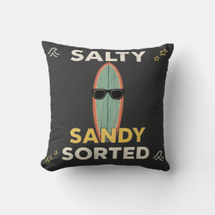 Zoute Sandy Gesorteerd Grappige Surfplank Strand Z Kussen
