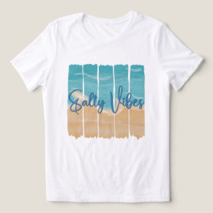 Zoute Vibes Tropisch Strand Kustlijn Oceaan Golven Tri-Blend Shirt