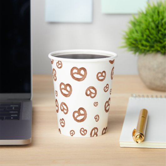 Zoute zachte Waterverf Pretzelpatroon Papieren Bekers (Insitu)