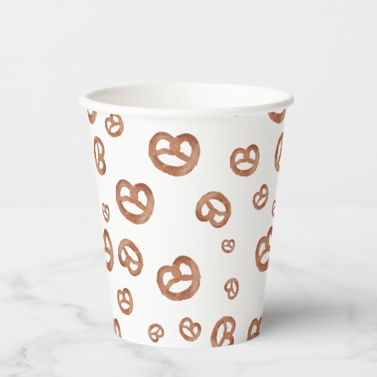 Zoute zachte Waterverf Pretzelpatroon Papieren Bekers (Voorkant)
