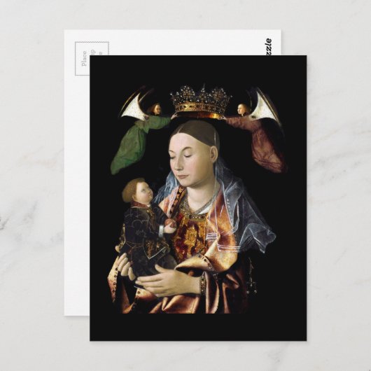 Zouten van Madonna en Christus Child Briefkaart (Voorkant / Achterkant)