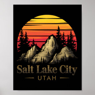 Zoutmeer Stad Utah Berg Wandelen Souvenir Cadeau Poster