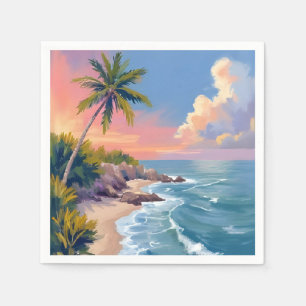 Zoutwater Droom Oceaan Kust Aquarel Zee Servet