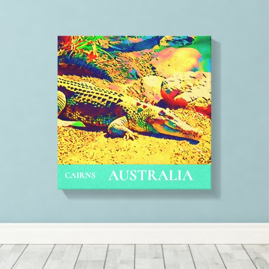 Zoutwater krokodil reptiel Australië reiskunst Canvas Afdruk (Insitu (Houten vloer))