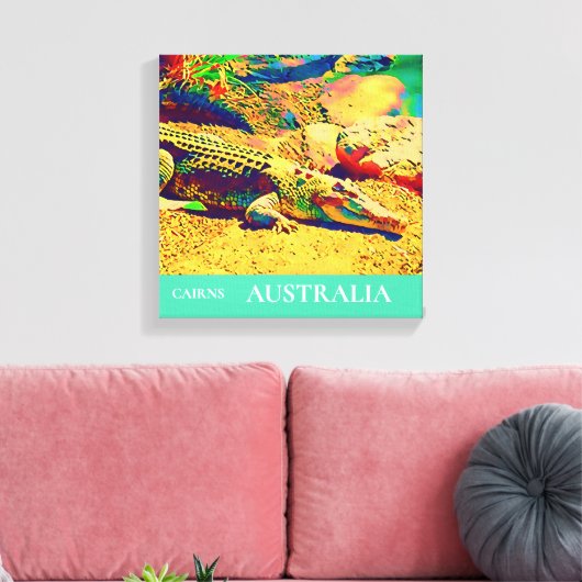 Zoutwater krokodil reptiel Australië reiskunst Canvas Afdruk (Insitu (Woonkamer))