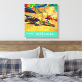 Zoutwater krokodil reptiel Australië reiskunst Canvas Afdruk (Insitu (Slaapkamer))