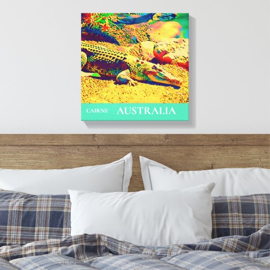Zoutwater krokodil reptiel Australië reiskunst Canvas Afdruk (Insitu (Slaapkamer))