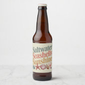 Zoutwater Seashells Sunshine Summer Beach Vakantie Bier Etiket (Voorkant)