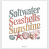 Zoutwater Seashells Sunshine Summer Beach Vakantie Sticker (Vel)