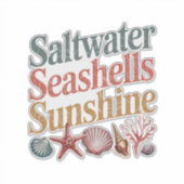 Zoutwater Seashells Sunshine Summer Beach Vakantie Sticker (Voorkant)