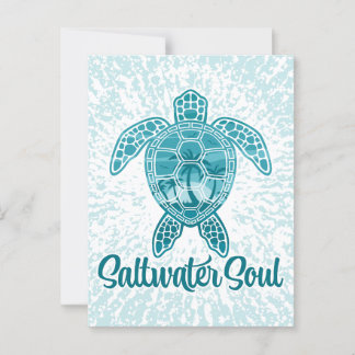 Zoutwater Soul Tropisch Zee Schildpad met Palmbome Briefkaart
