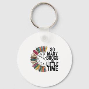 Zoveel boeken weinig tijd, retro boekenliefde sleutelhanger