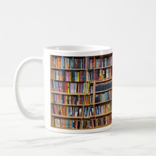Zoveel boeken, zoveel te doen! Citaat, boekenliefh Koffiemok (Links)
