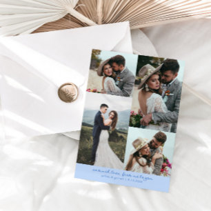 Zoveel Liefde Elegante Trouwfoto Ijsblauw Bedankkaart