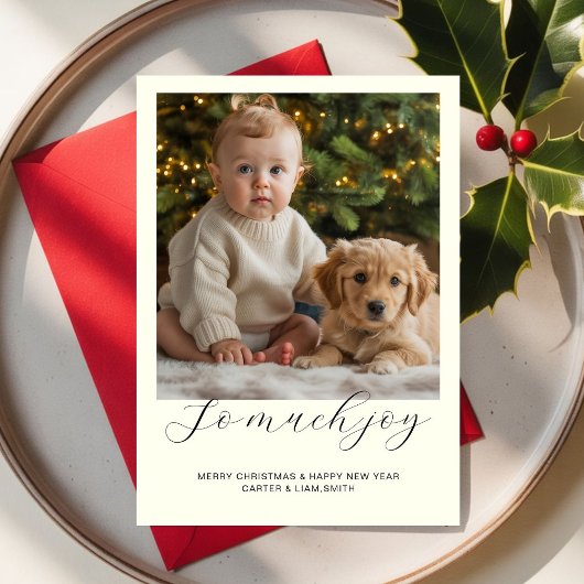 Zoveel vreugde aangepaste kerstkaart met babyfoto