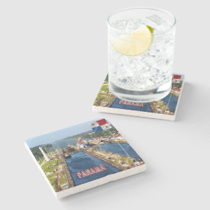 zPA014 PANAMA, CANAL LOCKS, Amerika, Stenen Onderzetter