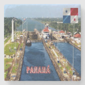 zPA014 PANAMA, CANAL LOCKS, Amerika, Stenen Onderzetter (Voorkant)