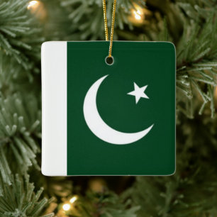 zPK001 Pakistaanse vlag VLAG Pakistan, Keramisch Ornament