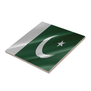 zPK002 zwaait onder Pakistaanse vlag FLAG Pakistan Tegeltje