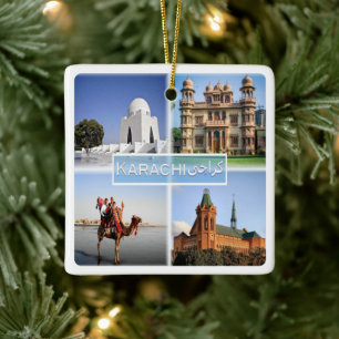 zPK004 KARACHI, MAZAR, QUAID, Pakistan, Keramisch Ornament