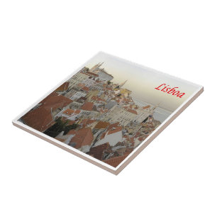 zPT017 LISSABON panorama, Portugal, Europa, Tegeltje