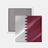 zQA002 agitant le DRAPEAU Qatari Qatar, Aimant fri (Recto/Verso)