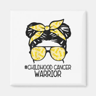 Zqxj Messy Bun Yellow Ribbon Childhood Cancer Warr Magneet
