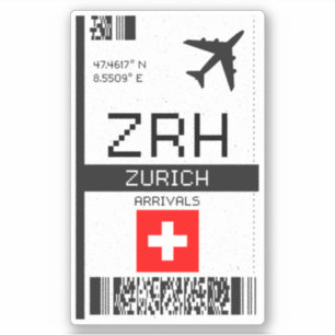 ZRH Zürich Boarding Pass - Zwitserland Reizen Sticker