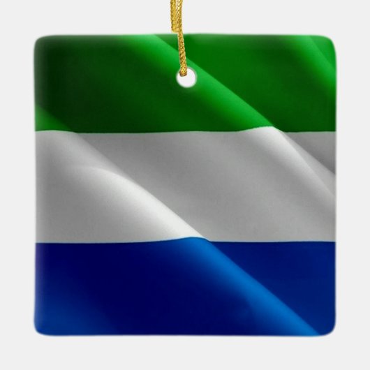 zSL002 SIERRA LEONE, Waving Flag, Afrika, Keramisch Ornament (Voorkant)