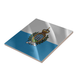 zSM002 SAN MARINO zwaaiende VLAG, Europa, Tegeltje