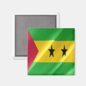zST002 SAO TOME' en PRINCIPE, Waving Flag, Fridge Magneet (Voorkant / Achterkant)