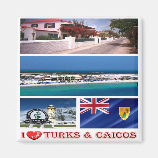 zTC003 TURKS en CAICOS Islands I Love, Fridge Magneet (Voorkant)