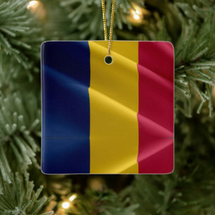 zTD002 CHAD, Waving Flag, Afrika, Keramisch Ornament