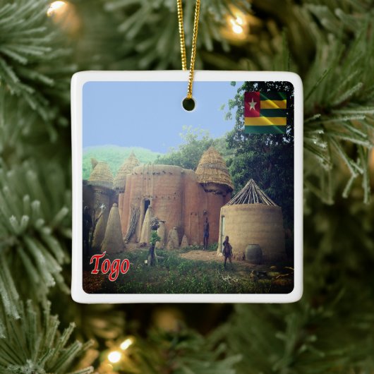 zTG008 TOGO, Taberma House, Afrika, Keramisch Ornament (Boom)