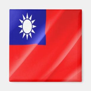 zTW002 TAIWANESE Waving Flag, Taiwan Formosa, Frid Magneet