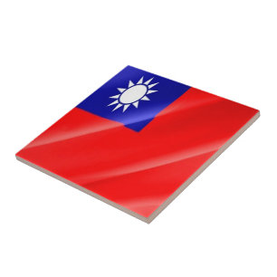 zTW002 TAIWANESE Wuivende Vlag, Taiwan Formosa, Tegeltje