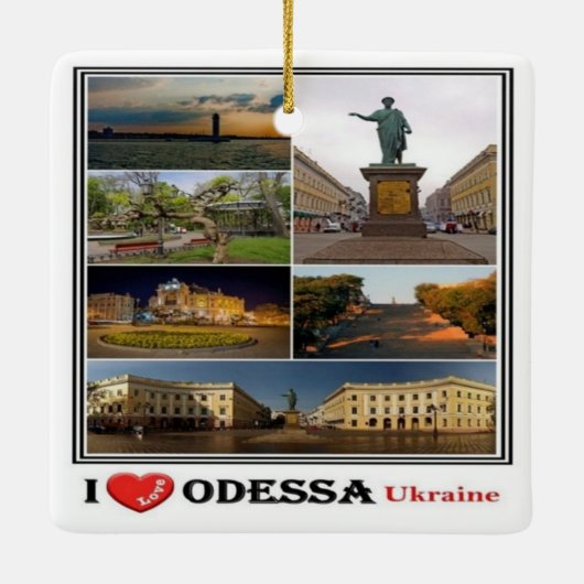 zUA003 ODESSA I LOVE, Oekraïne, Europa, Keramisch Ornament (Achterkant)