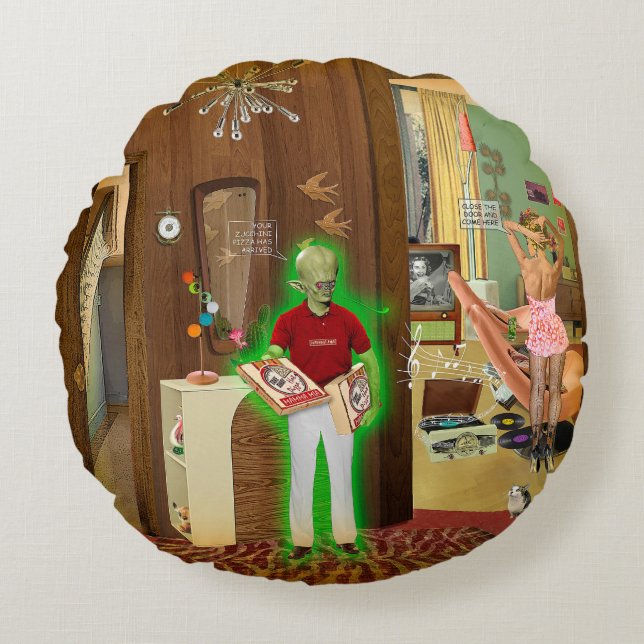 Zucchini Pizza Rond Kussen (Voorkant)