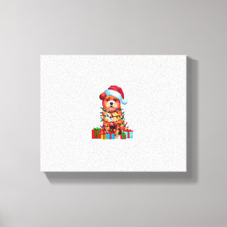 Zuchon-hond lelijke kerstlichtjes kerstmannenhoed  canvas afdruk