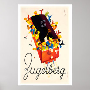 Zugerberg Suisse Affiche Vintage Ski