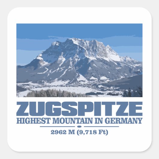 Zugspitze Vierkante Sticker (Voorkant)