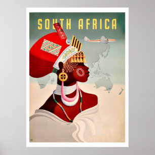 Zuid-Afrika, Afrikaanse vrouw,  luchtvaart Poster