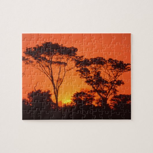 Zuid-Afrika. Afrikaanse zonsondergang. Legpuzzel (Horizontaal)