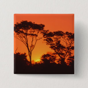 Zuid-Afrika. Afrikaanse zonsondergang. Vierkante Button 5,1 Cm