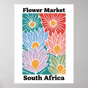 Zuid-Afrika Bloemenmarkt Kleurrijke Proteas Poster