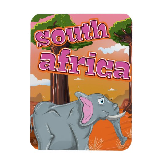 Zuid-Afrika Cartoon-reisposter Magneet (Verticaal)