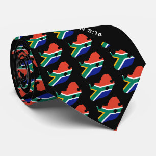 ZUID-AFRIKA Gepersonaliseerd Johannes 3:16 Zwart Stropdas